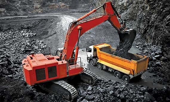 Excavator in mine