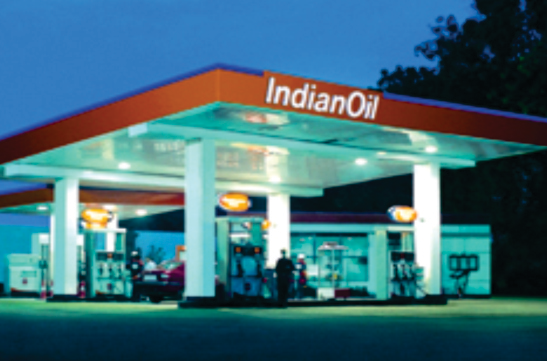 Night view of petrol pump